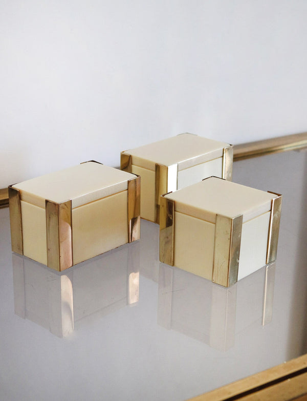 1960s Cream Resin and Brass Boxes