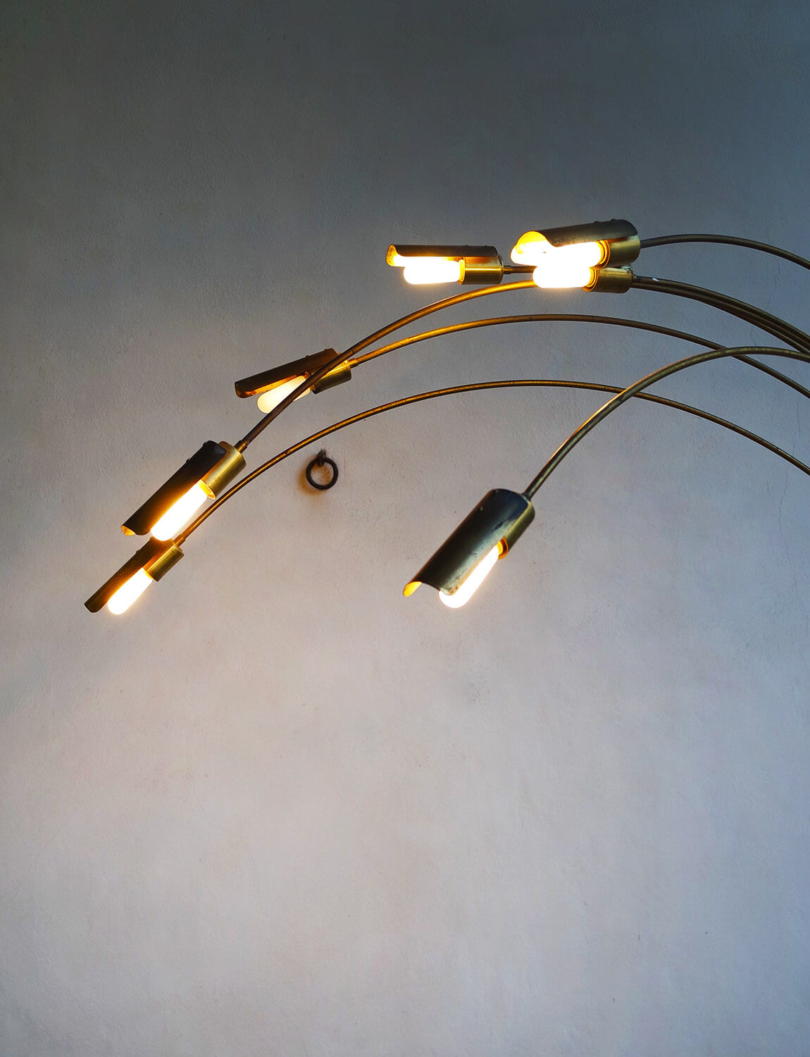 Extra Large 1970s Floor Lamp with curved metal branches