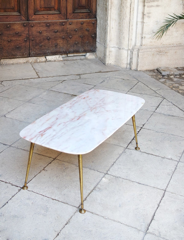 1950s Pink Marble Italian Side Table