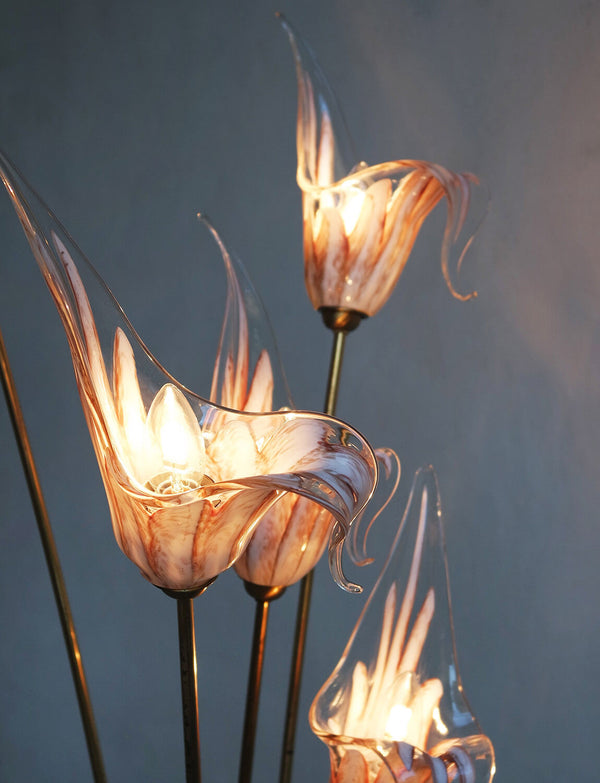1950s Five Flower Hand-blown Murano Glass Floor Lamp