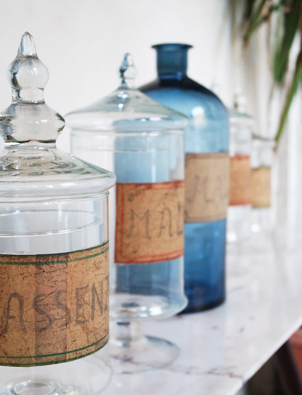 Large Blue Neapolitan Glass Apothecary Bottle early 1900s