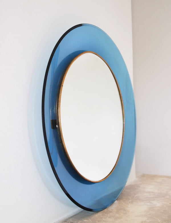 1960s Max Ingrand for Fontana Arte Blue Glass Mirror
