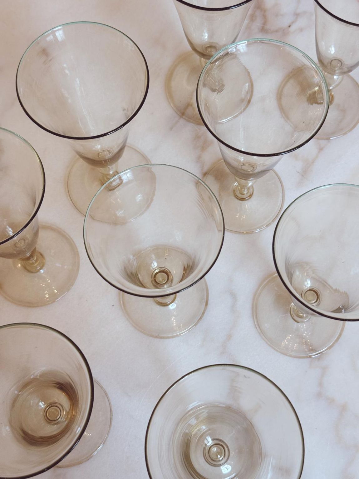 1940s Hand-Blown Murano Water or Wine Glasses (Set of 10 Extra Large)