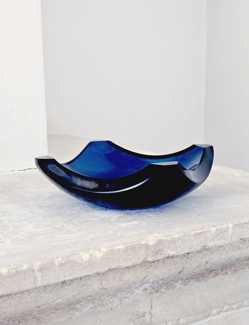 1970s Fontana-Style Navy Square Blue Bowl