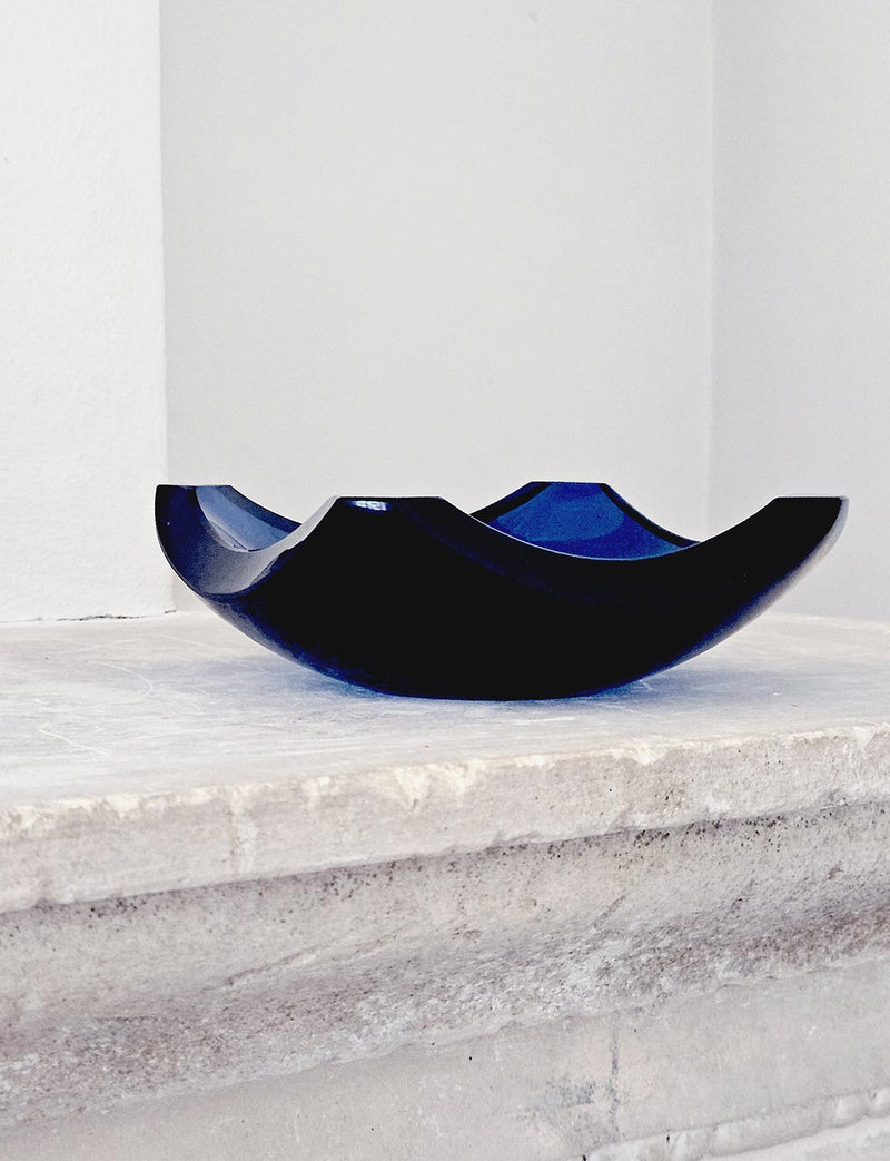 1970s Fontana-Style Navy Square Blue Bowl