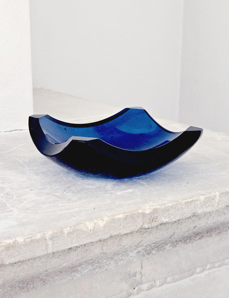 1970s Fontana-Style Navy Square Blue Bowl