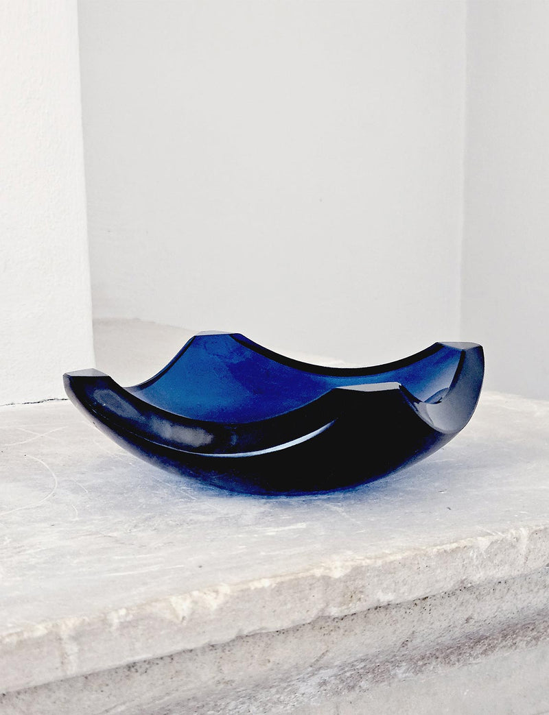 1970s Fontana-Style Navy Square Blue Bowl