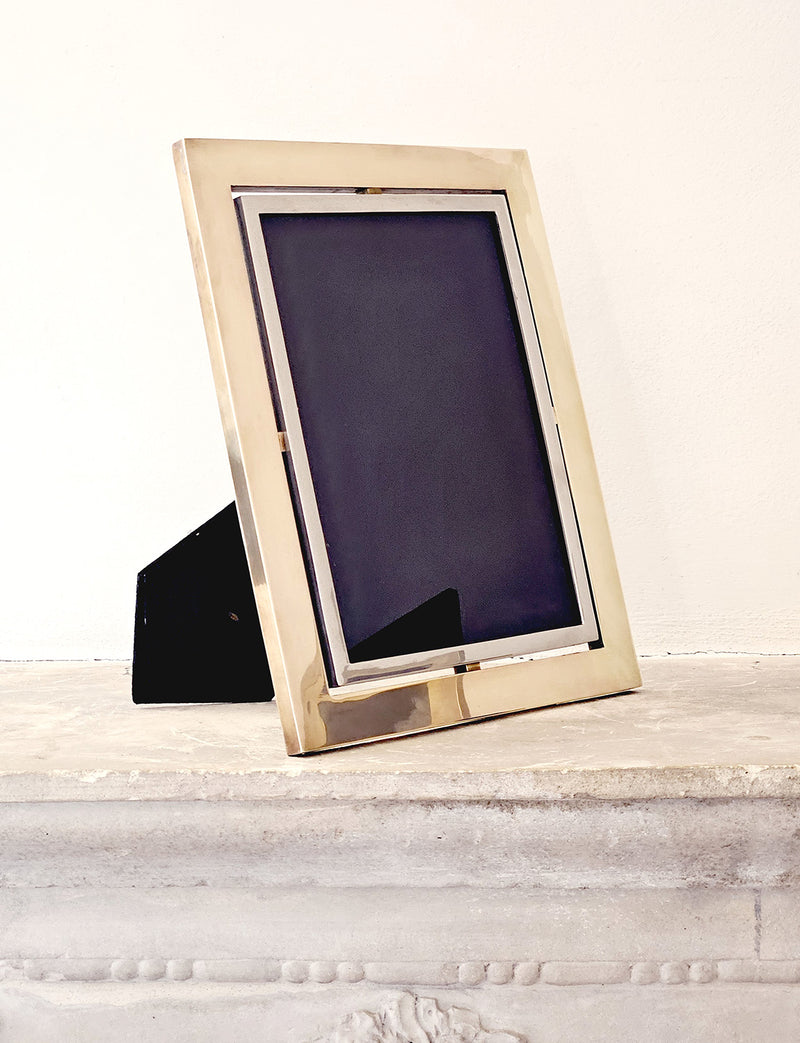 1970s Brass and Chrome Barbi Photo Frame