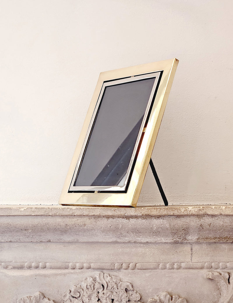 1970s Brass and Chrome Barbi Photo Frame