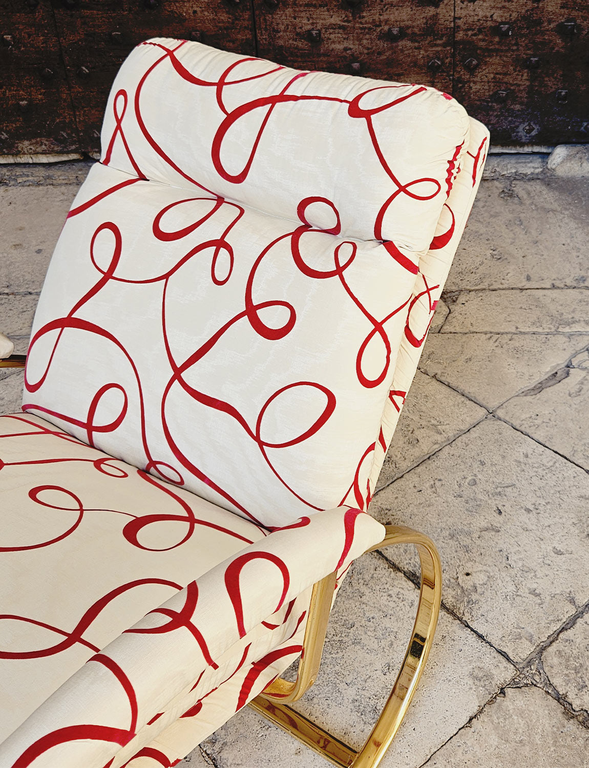 1970s Guido Faleschini Rocking Chair in Dedar Fabric