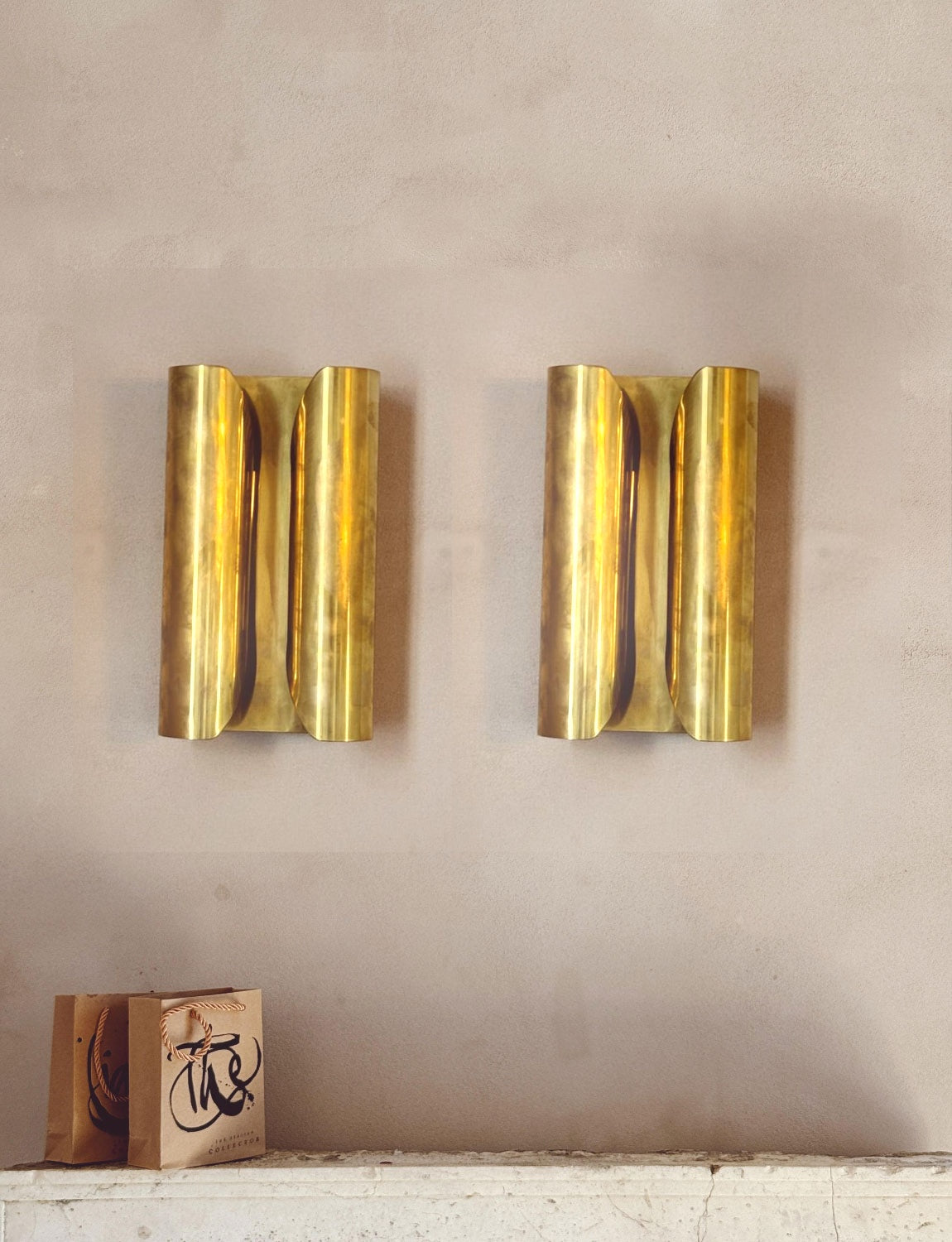1970s Folded Brass Italian Wall Lights