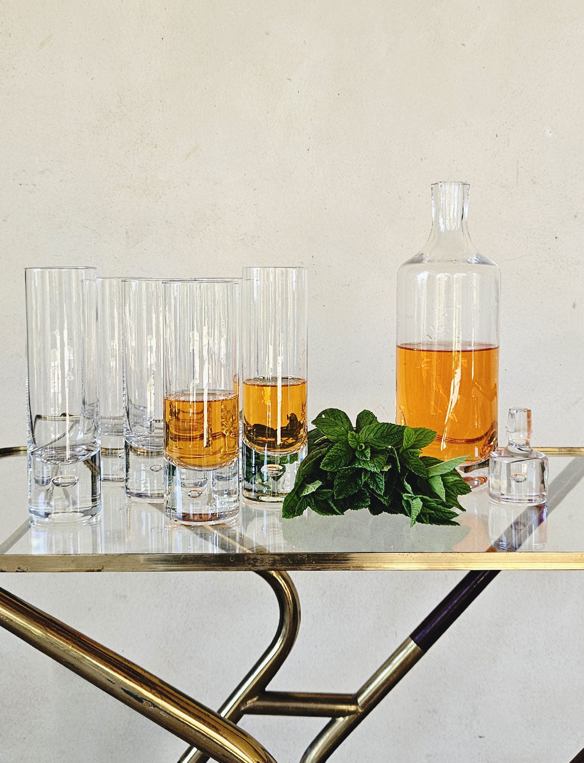 1970s Italian Glass Decanter with Six Highball Glasses