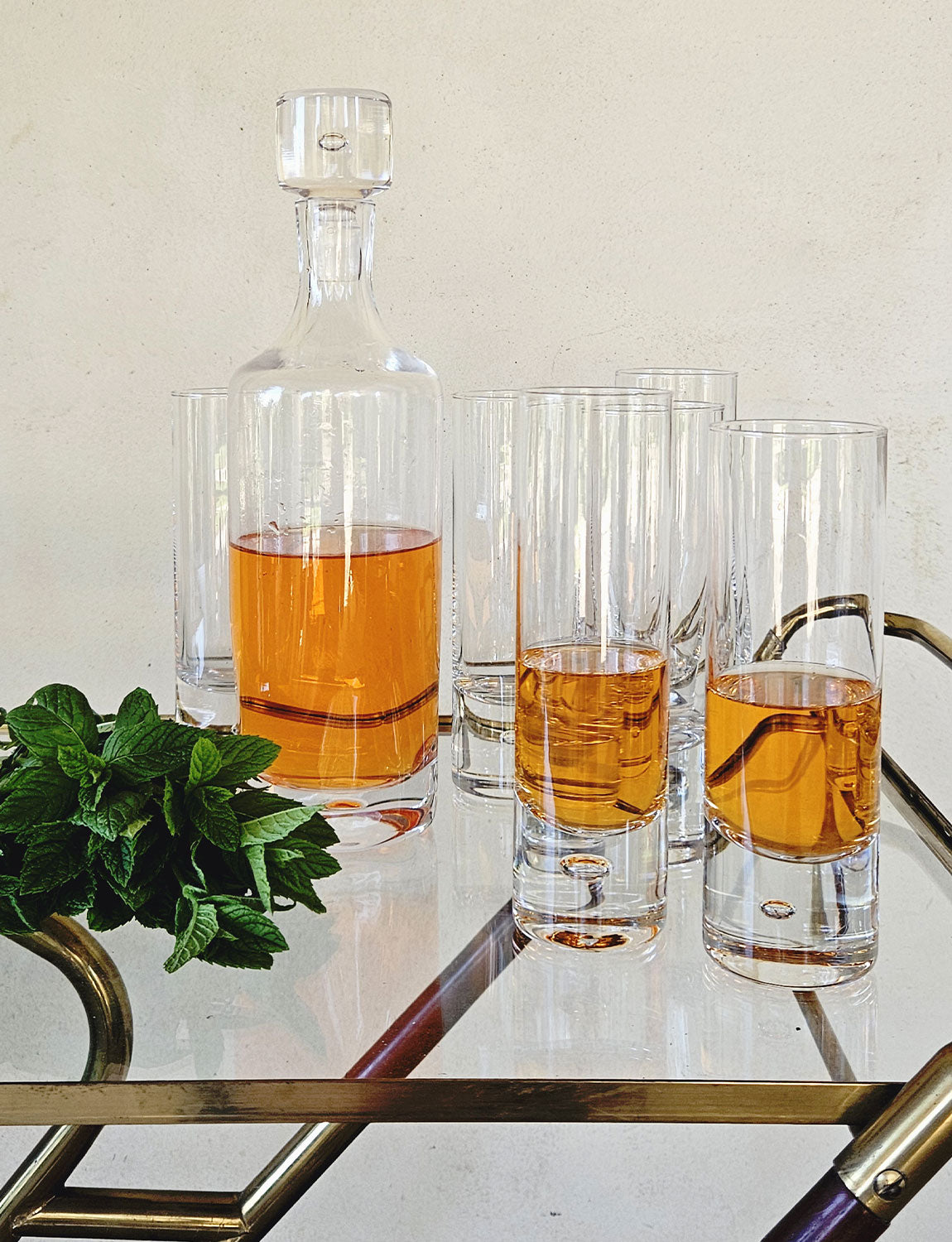 1970s Italian Glass Decanter with Six Highball Glasses