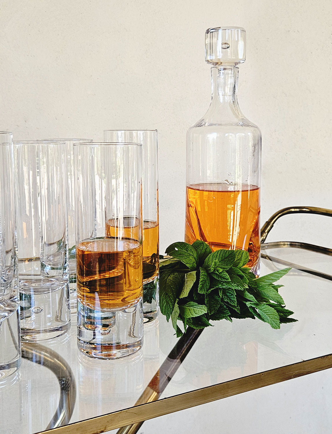 1970s Italian Glass Decanter with Six Highball Glasses