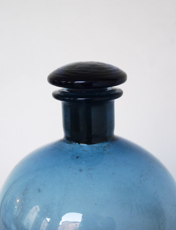 Large Blue Neapolitan Glass Apothecary Bottle early 1900s