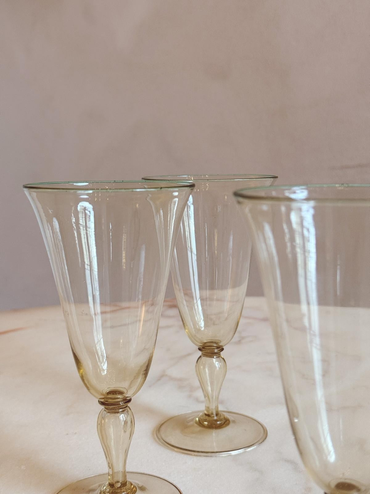 1940s Hand-Blown Murano Water or Wine Glasses (Set of 10 Extra Large)