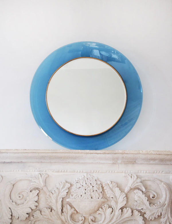 1960s Max Ingrand for Fontana Arte Blue Glass Mirror