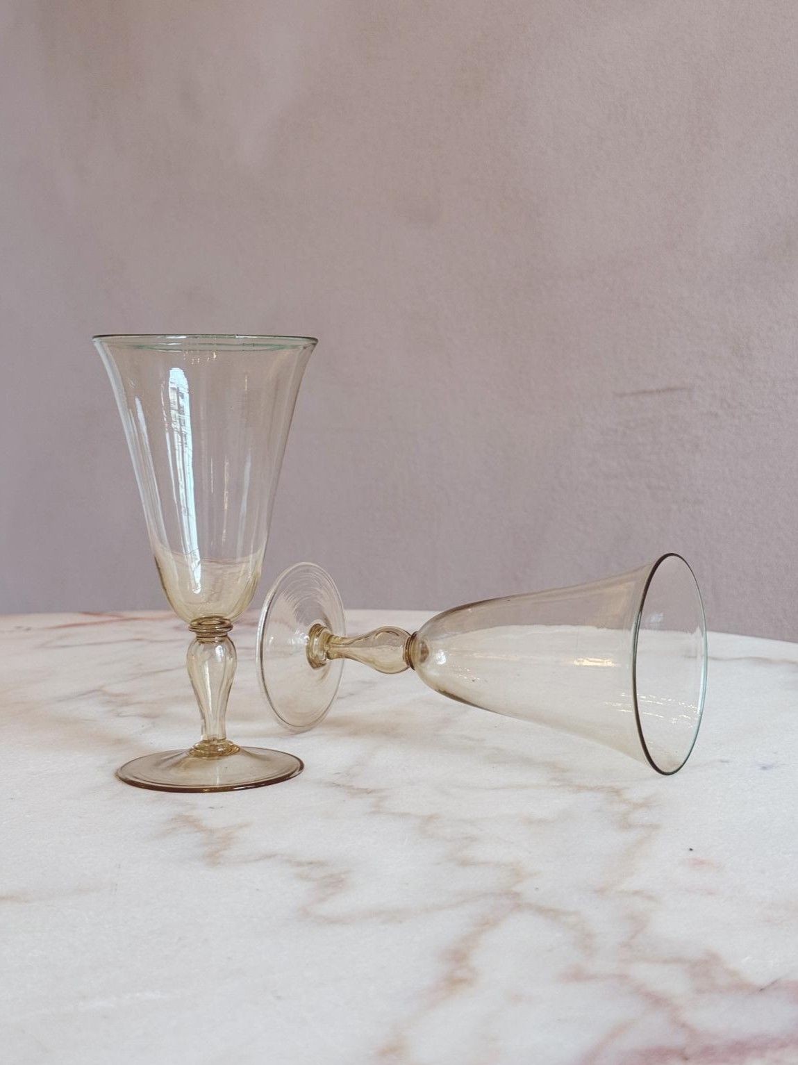 1940s Hand-Blown Murano Water or Wine Glasses (Set of 10 Extra Large)