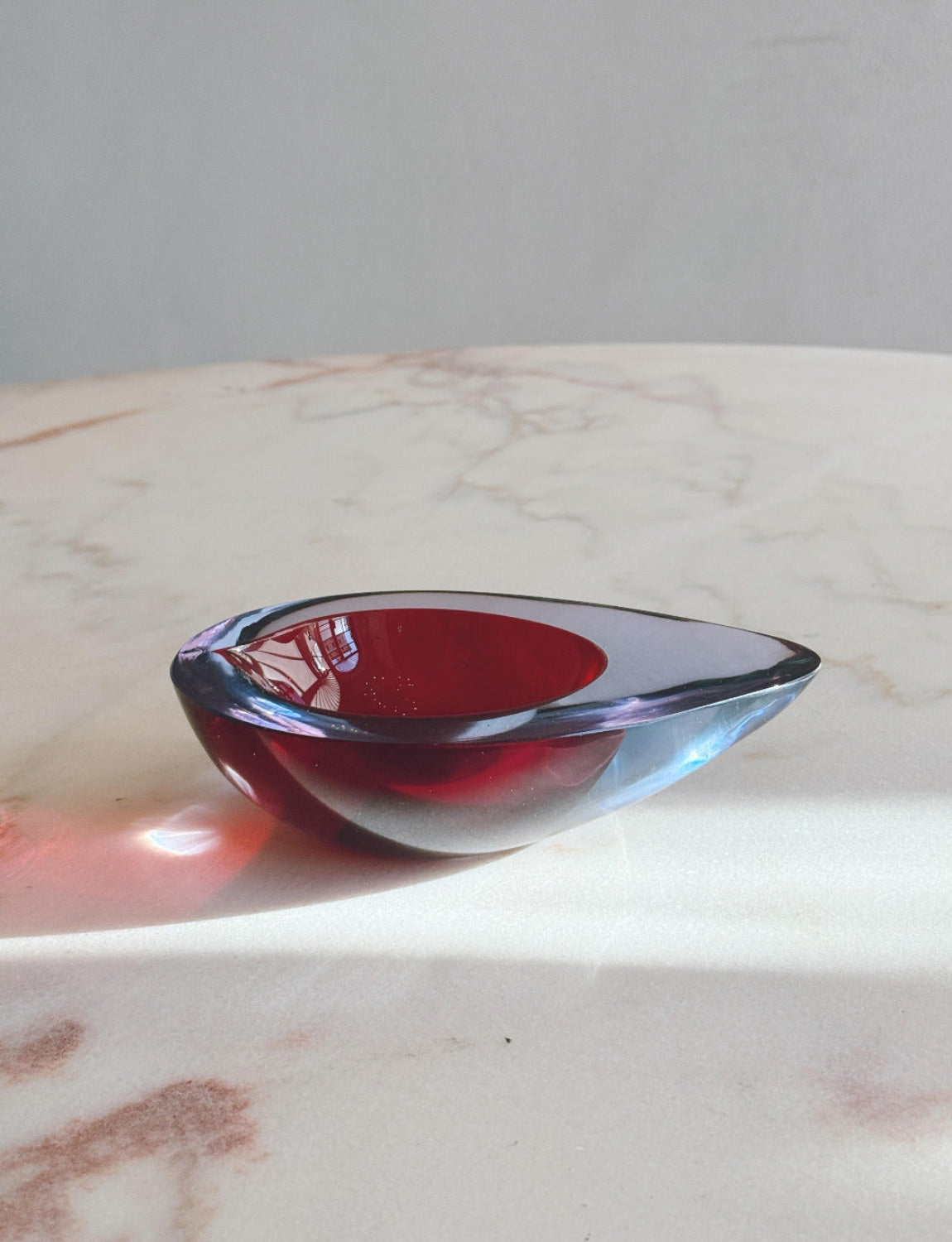 Flavio Poli 1960s Pair of Oval Sommerso Bowls in Purple & Blue and Pink & Red