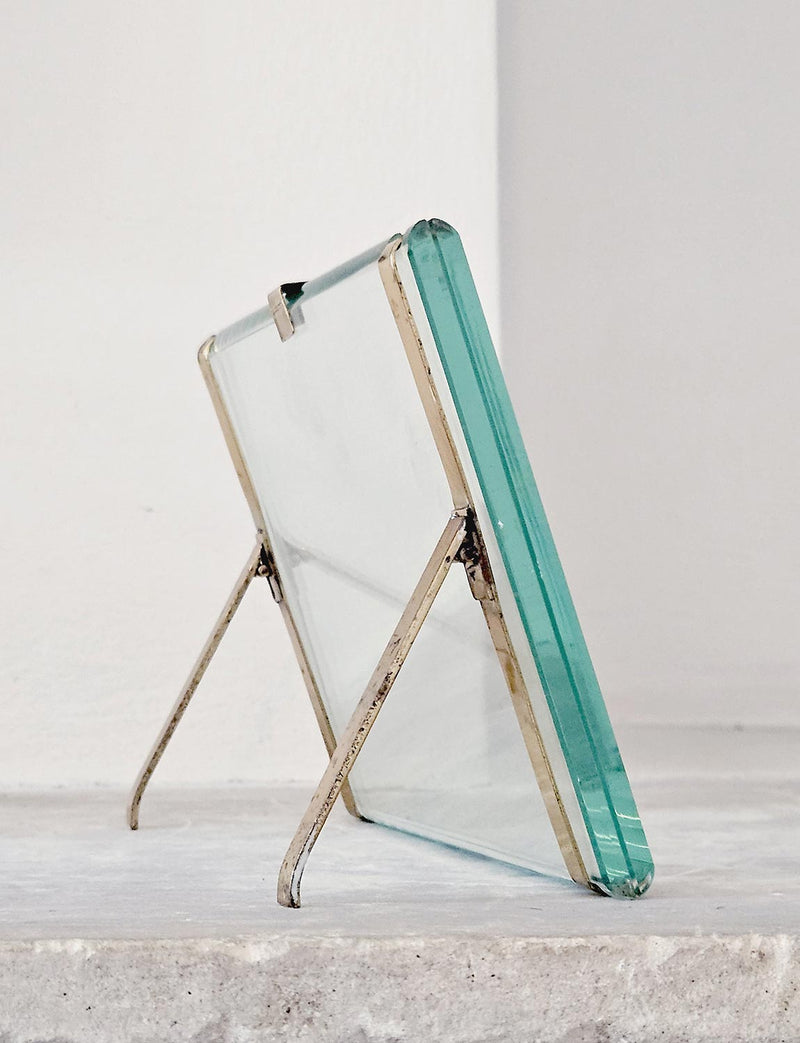 1960s Curved Glass Italian Photo Frame in the style of Fontana Arte