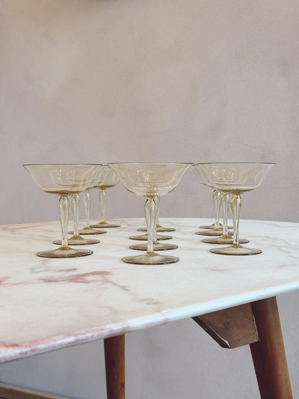 1940s Hand-Blown Murano Cocktail Glasses (Set of 12)