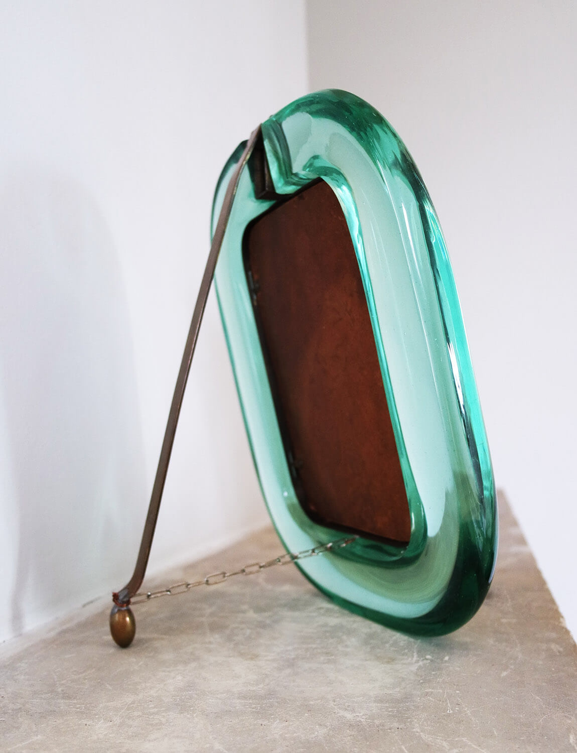 Turquoise Green Signed 1940s Archimede Seguso Murano Glass Frame