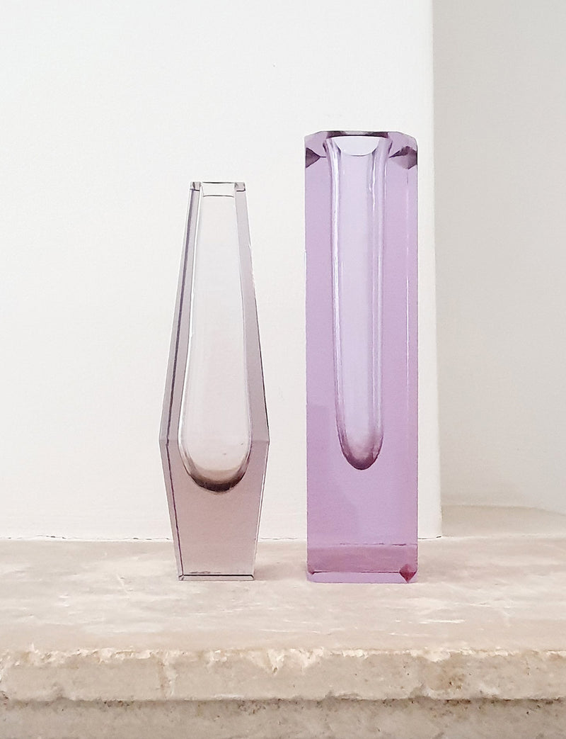 Pair of Mandruzzato Pink Geometric Vases