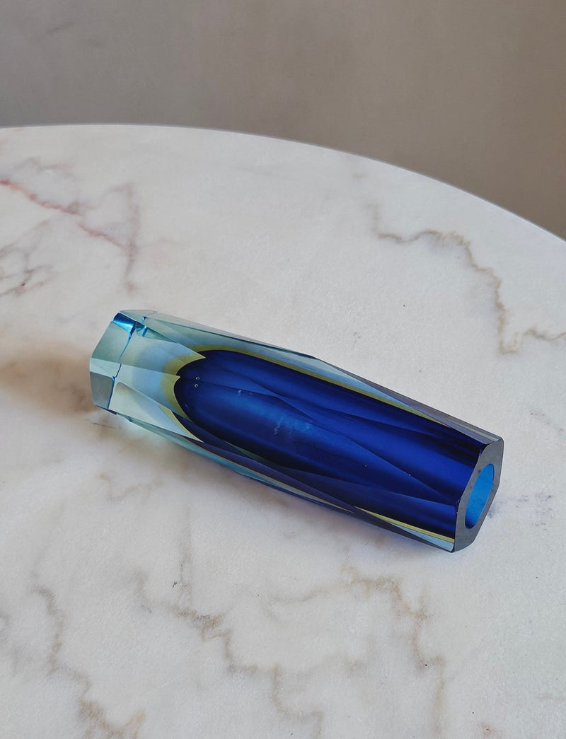 1960s Blue Triple Sommerso Mandruzzato Vase