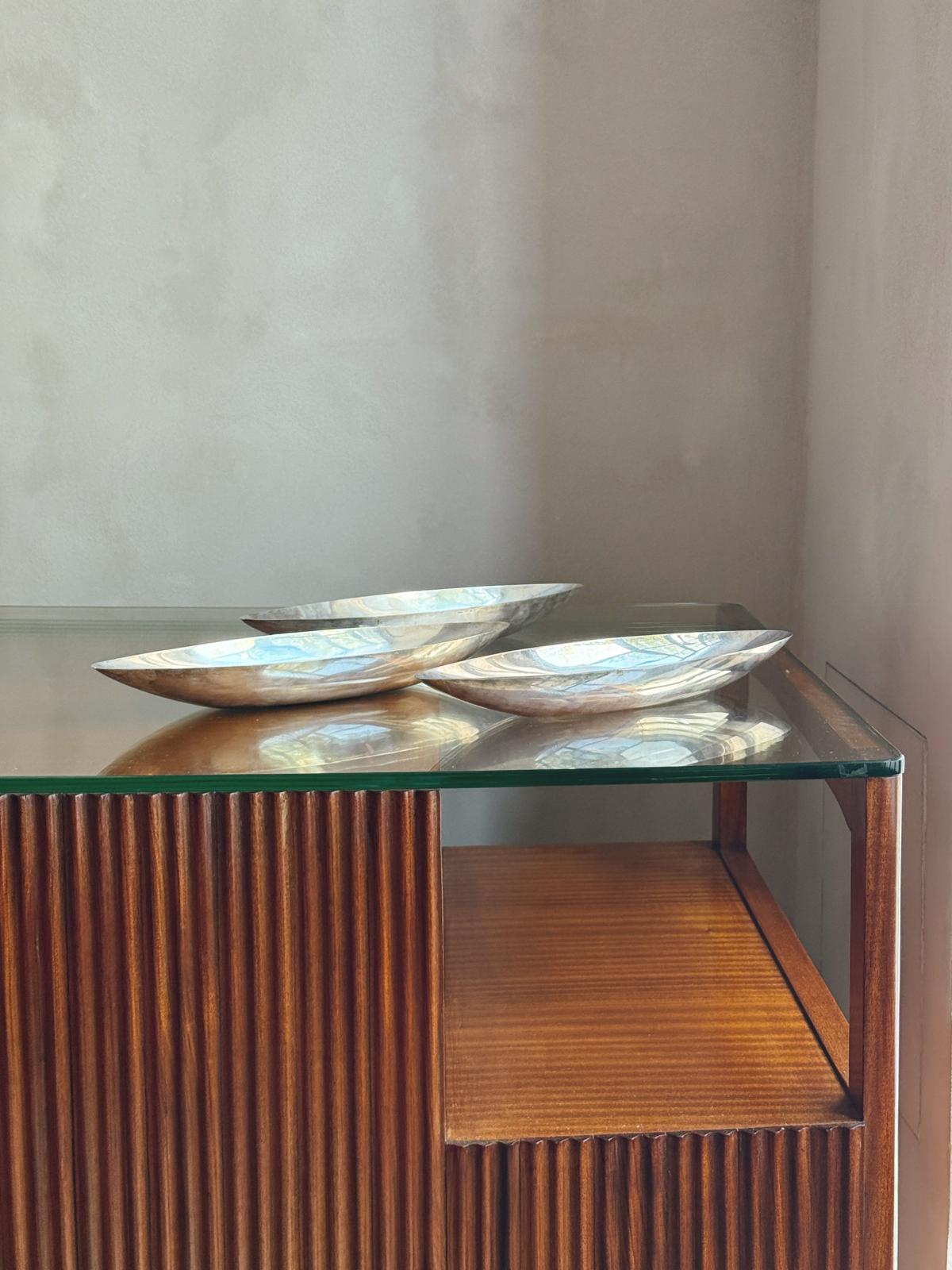 Set of Three 1960s Lino Sabattini Silver-Plated Boat Bowls