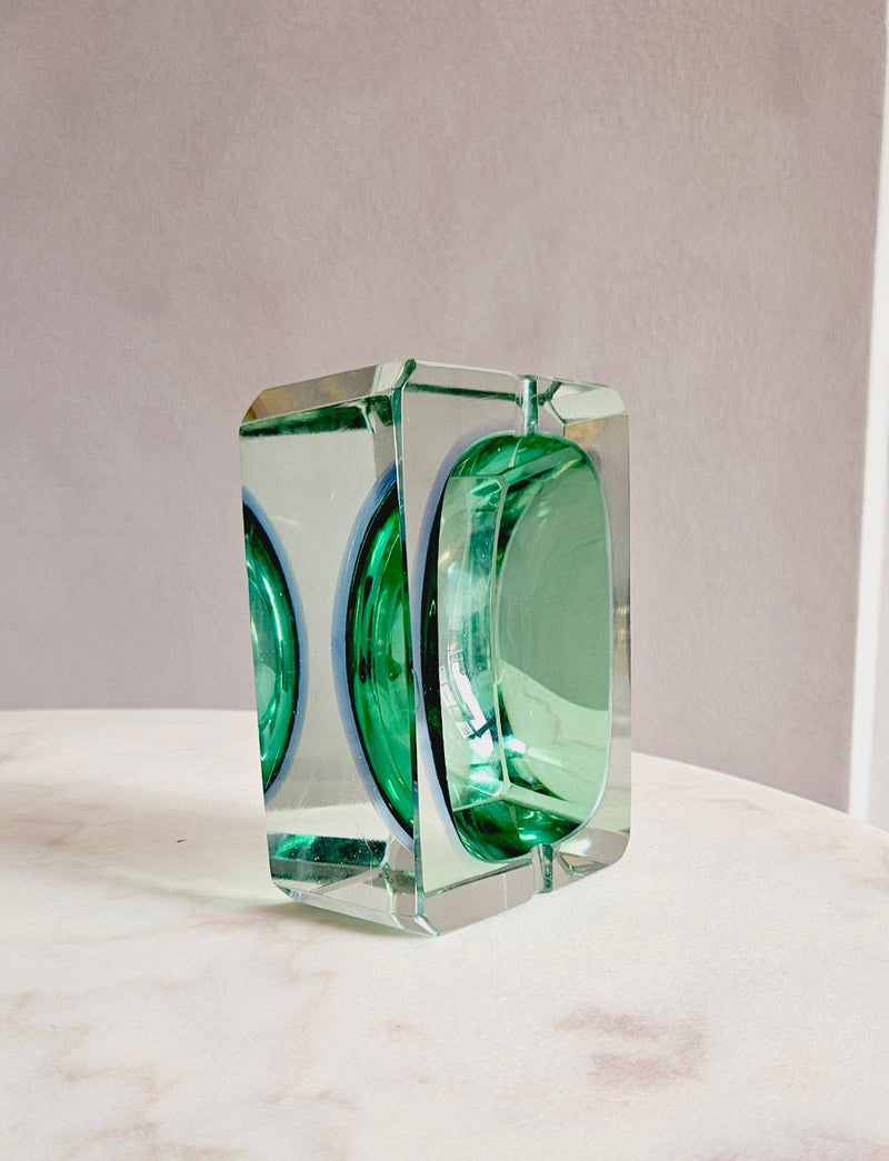 1960s Green Rectangular Murano Glass 'Ripley' Ashtray