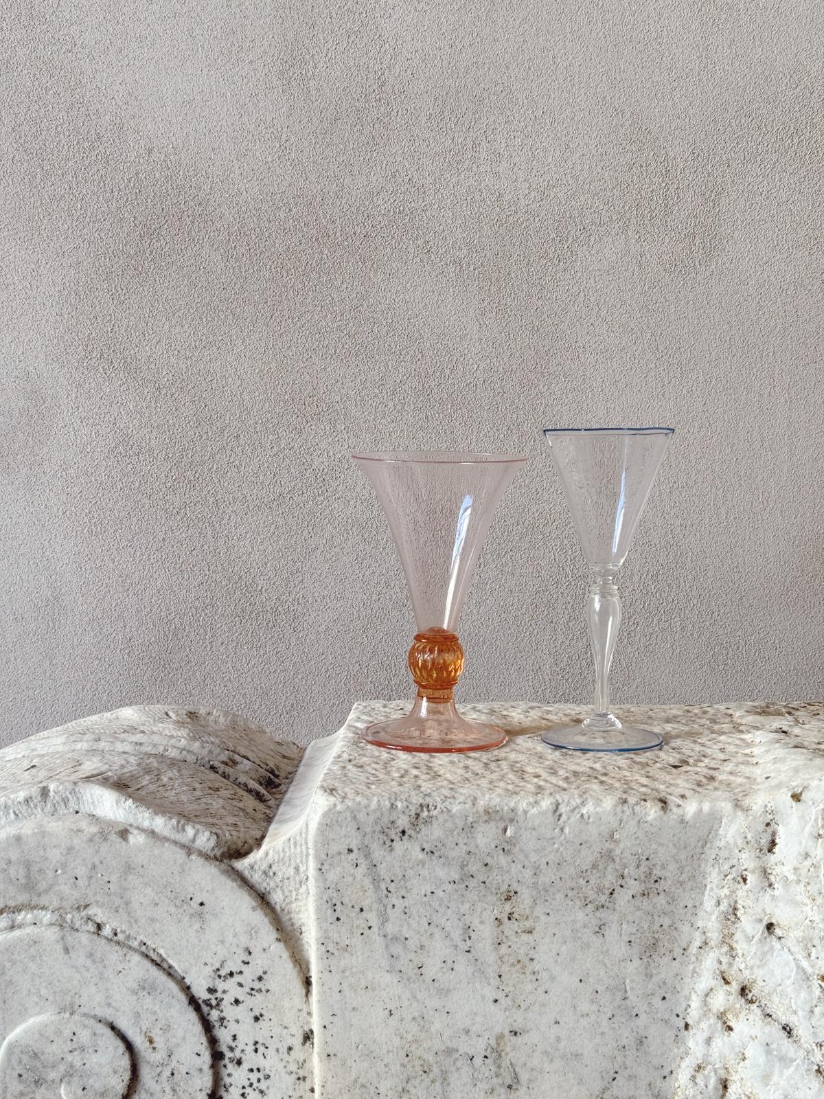 Perfectly Unmatched 1930s Duchessa Murano Wine Glasses (Set of 8)