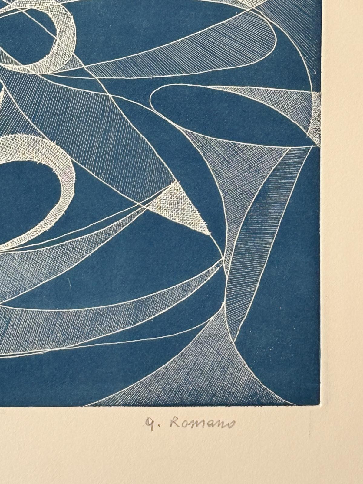 White on Blue, Left Eye Abstract, Lithograph, 976 A. Romano