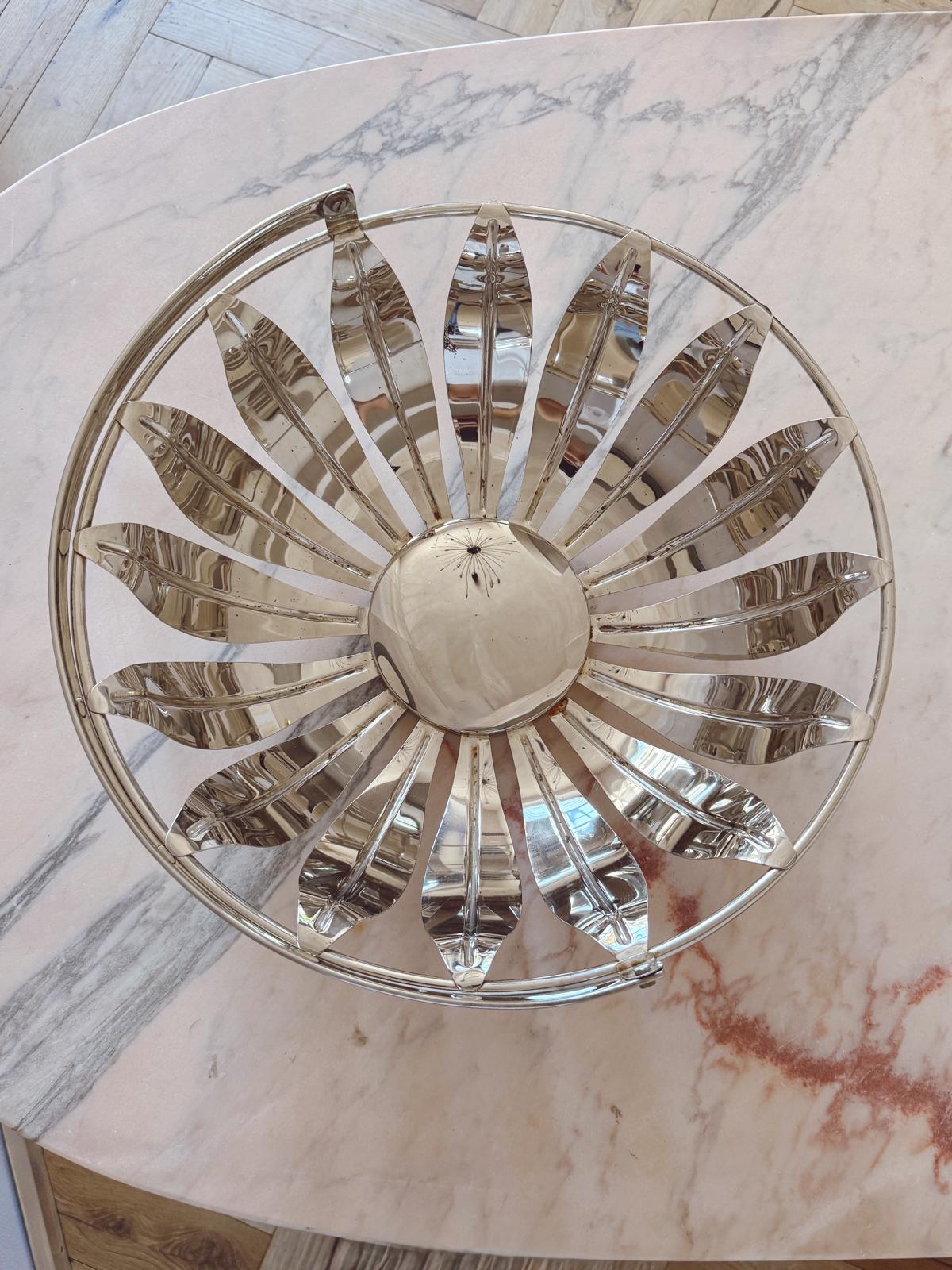 1970s Large Metal Leaf Display Basket