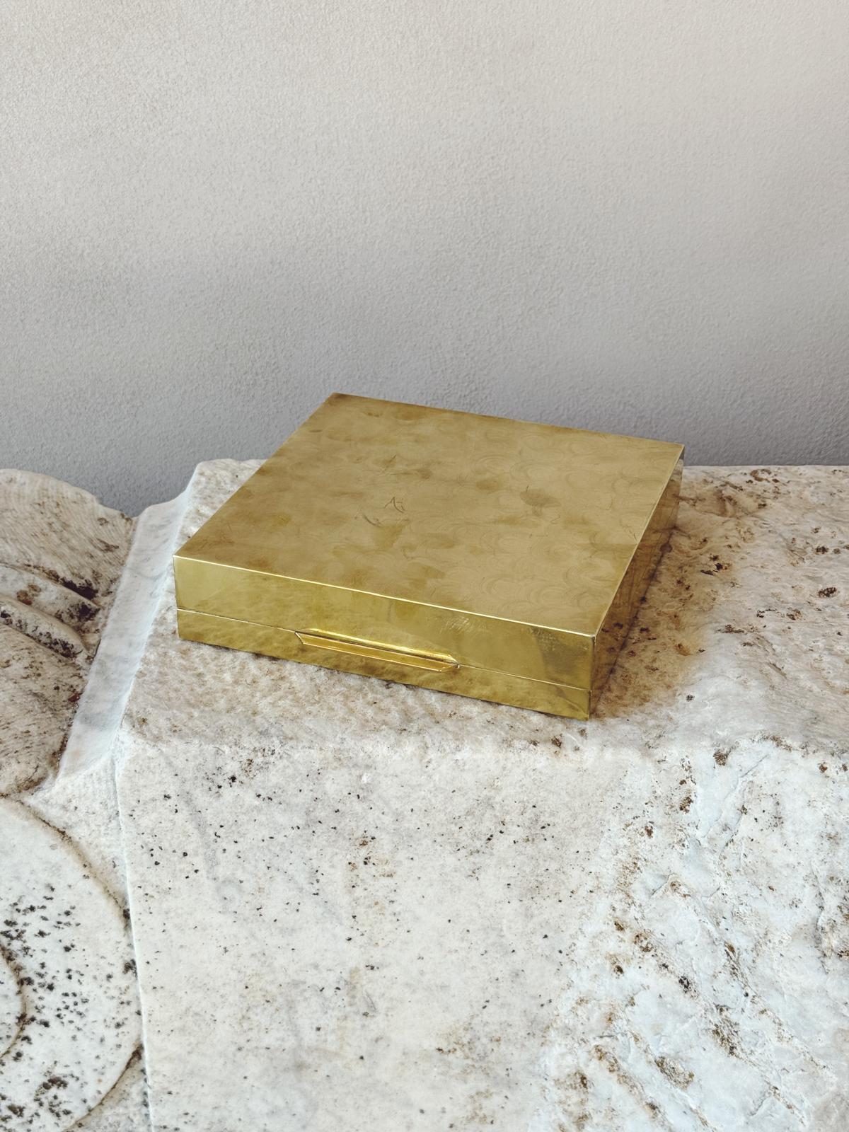 1970s Liwans Square Brass Desk Box