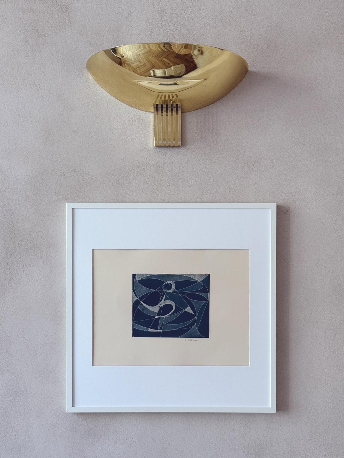 White on Blue, Left Eye Abstract, Lithograph, 976 A. Romano