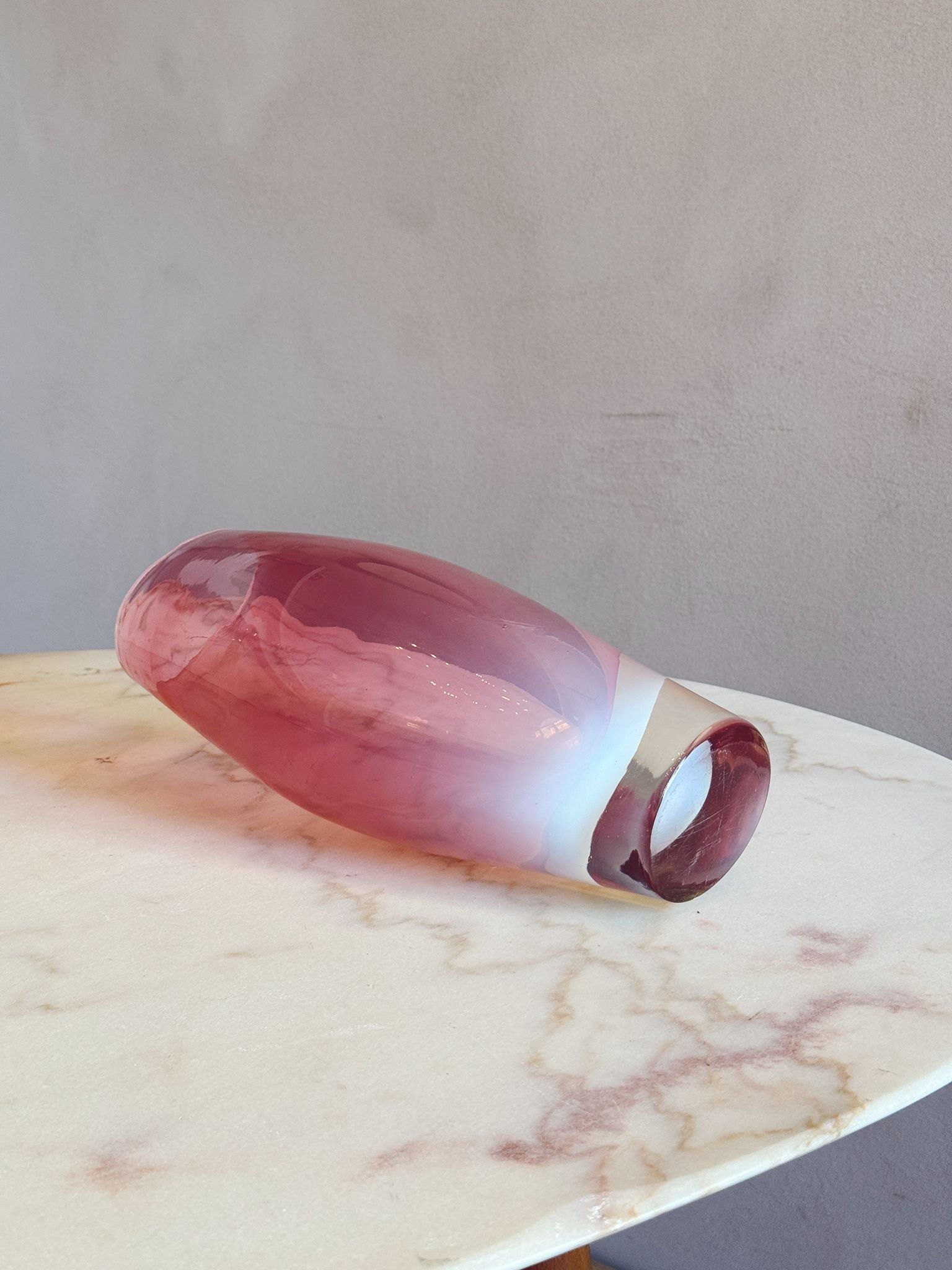 1960s Large Pink Flavio Poli Sommerso Vase