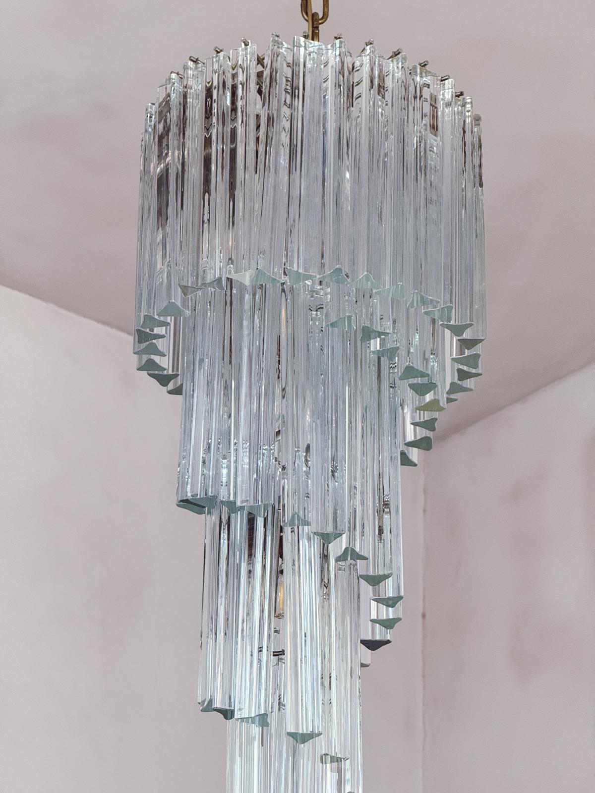 1960s Long Murano Glass Venini Chandelier