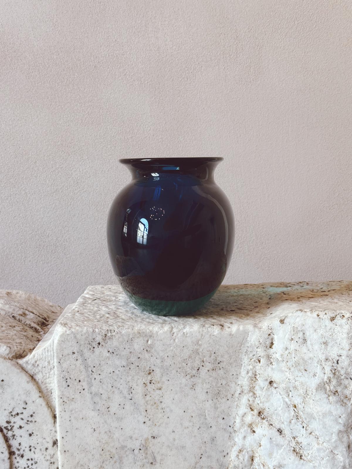 1960s Flavio Poli Oval Blue & Turquoise Vase