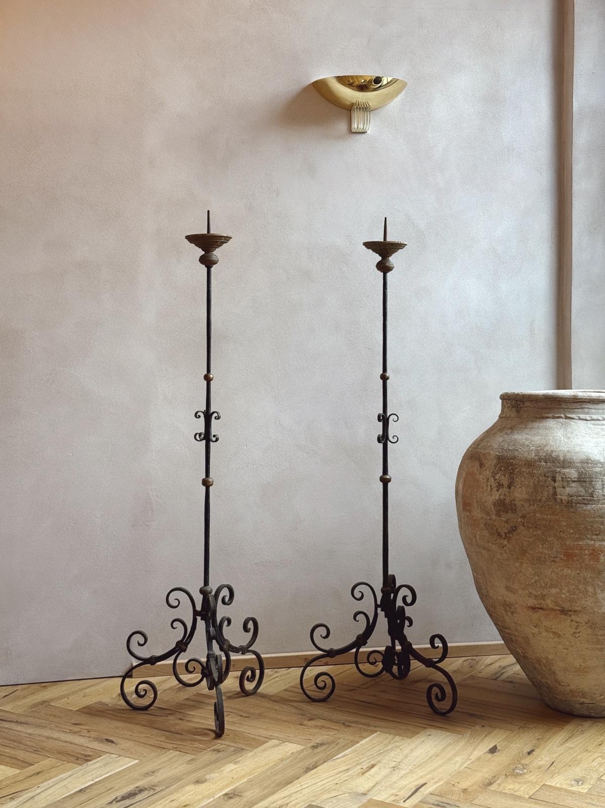 Pair of late 18th Century Iron Candelabra