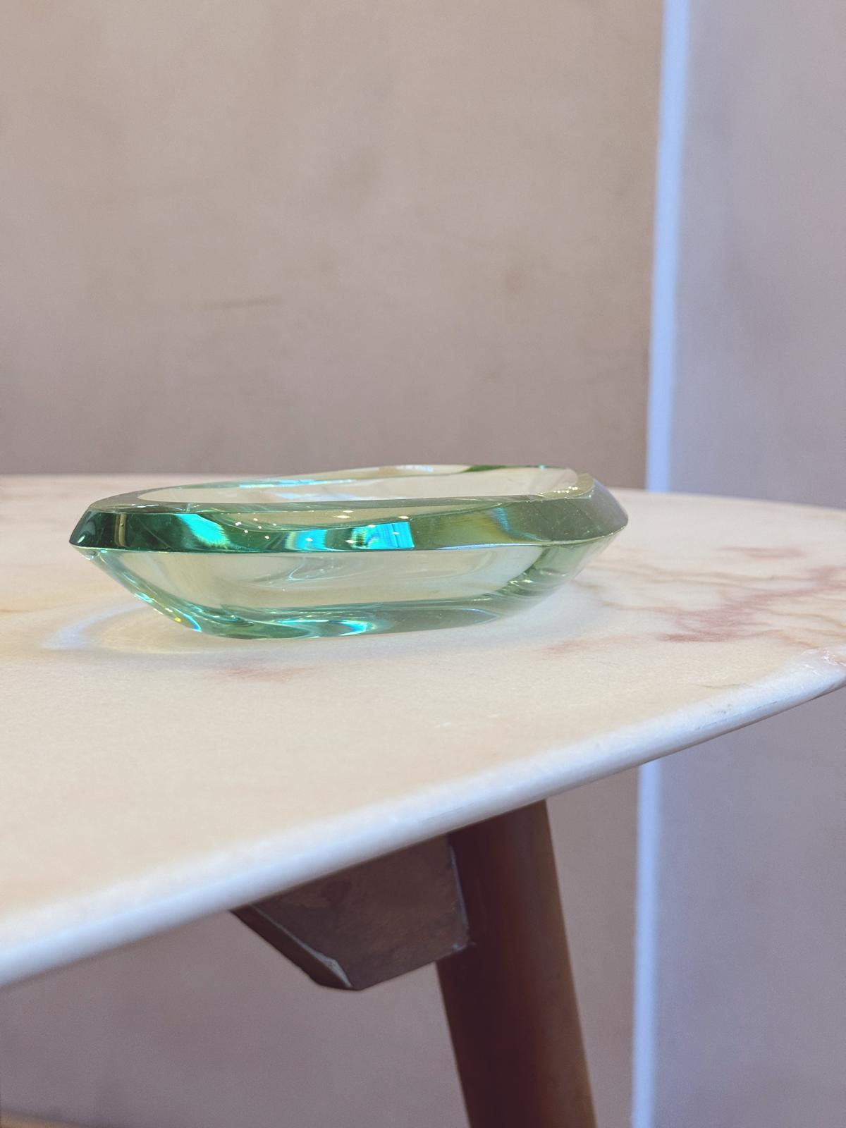 1960s Fontana Arte Pale Green Asymmetric Bowl