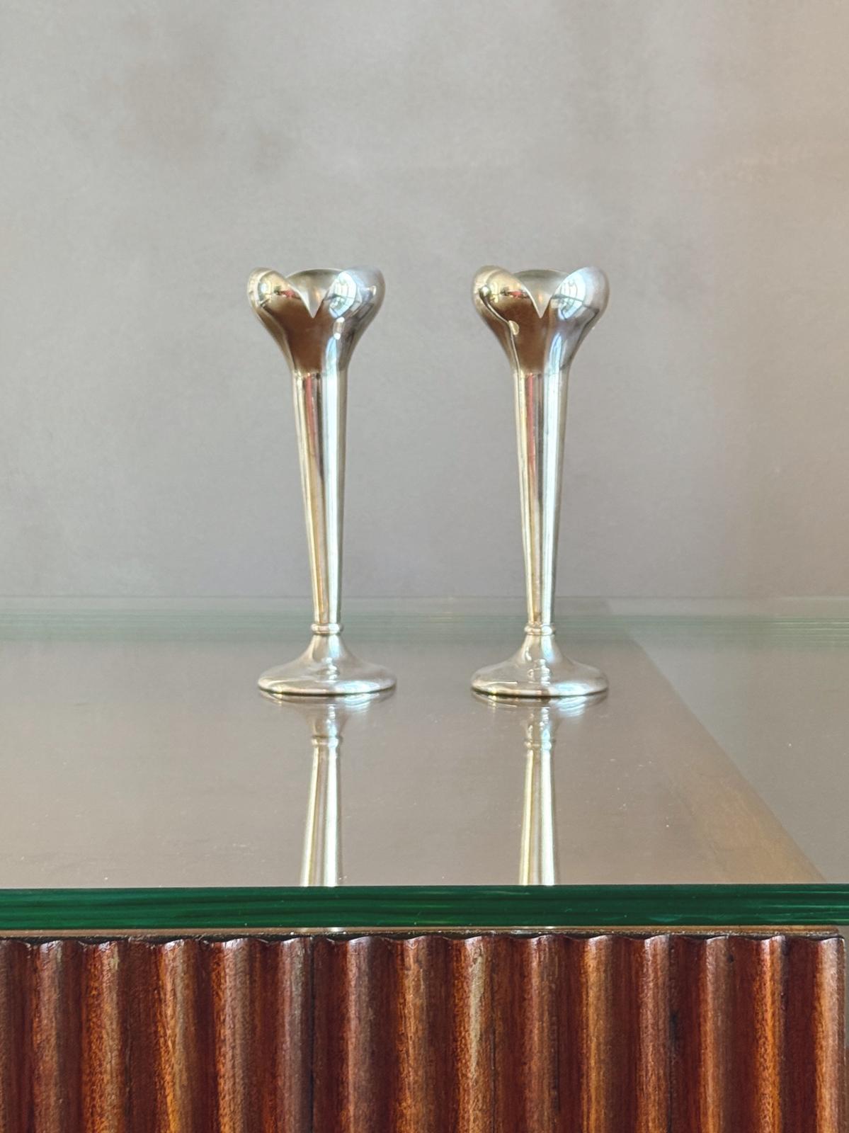 Pair of 1950s Candlesticks designed by Gio Ponti and made by Fratelli Calderoni
