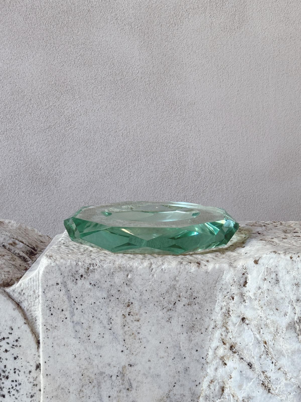 1970s Octagonal Fontana Arte Turquoise bowl