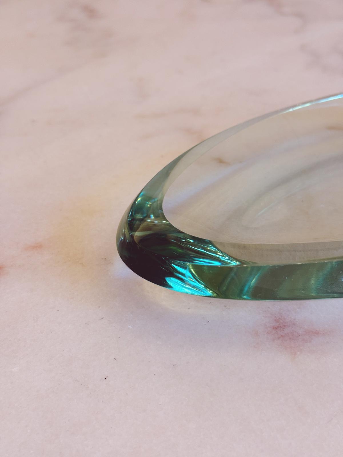 1960s Fontana Arte Pale Green Asymmetric Bowl