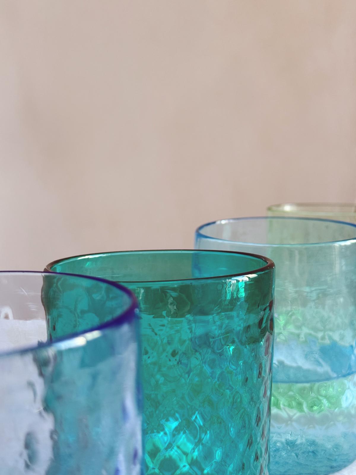 1980s Hand-blown Murano Glass 'Blues' Water Glasses