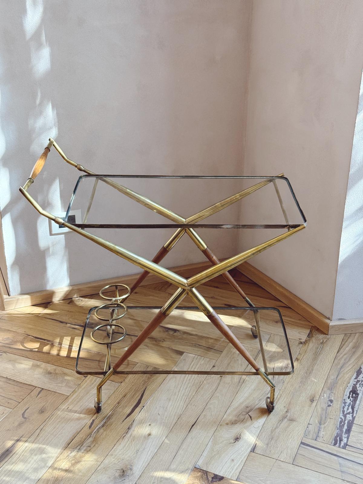 1960s Cesare Lacca Brass Drinks Trolley