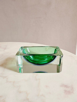 1960s Green Rectangular Murano Glass 'Ripley' Ashtray