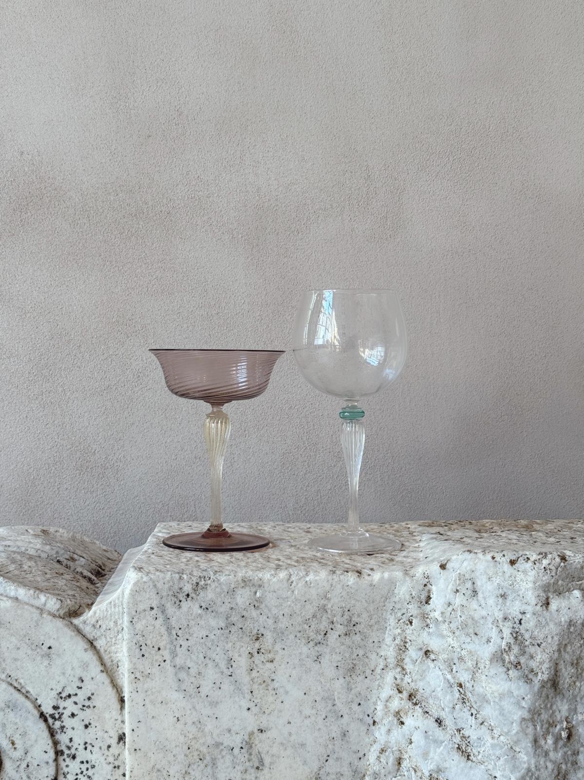 Perfectly Unmatched 1930s 'La Famiglia' Murano Glasses (Set of 8)