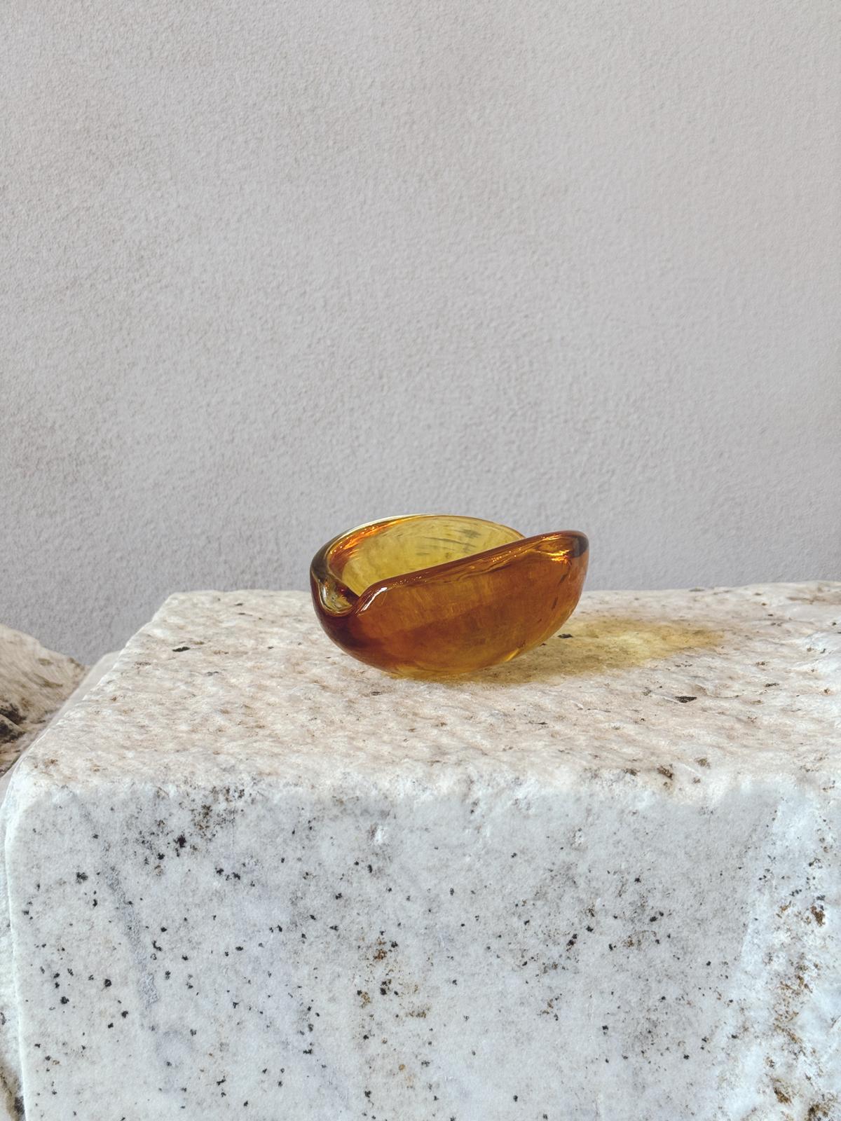 A Set of Three Murano Glass Yellow & Orange Bowls