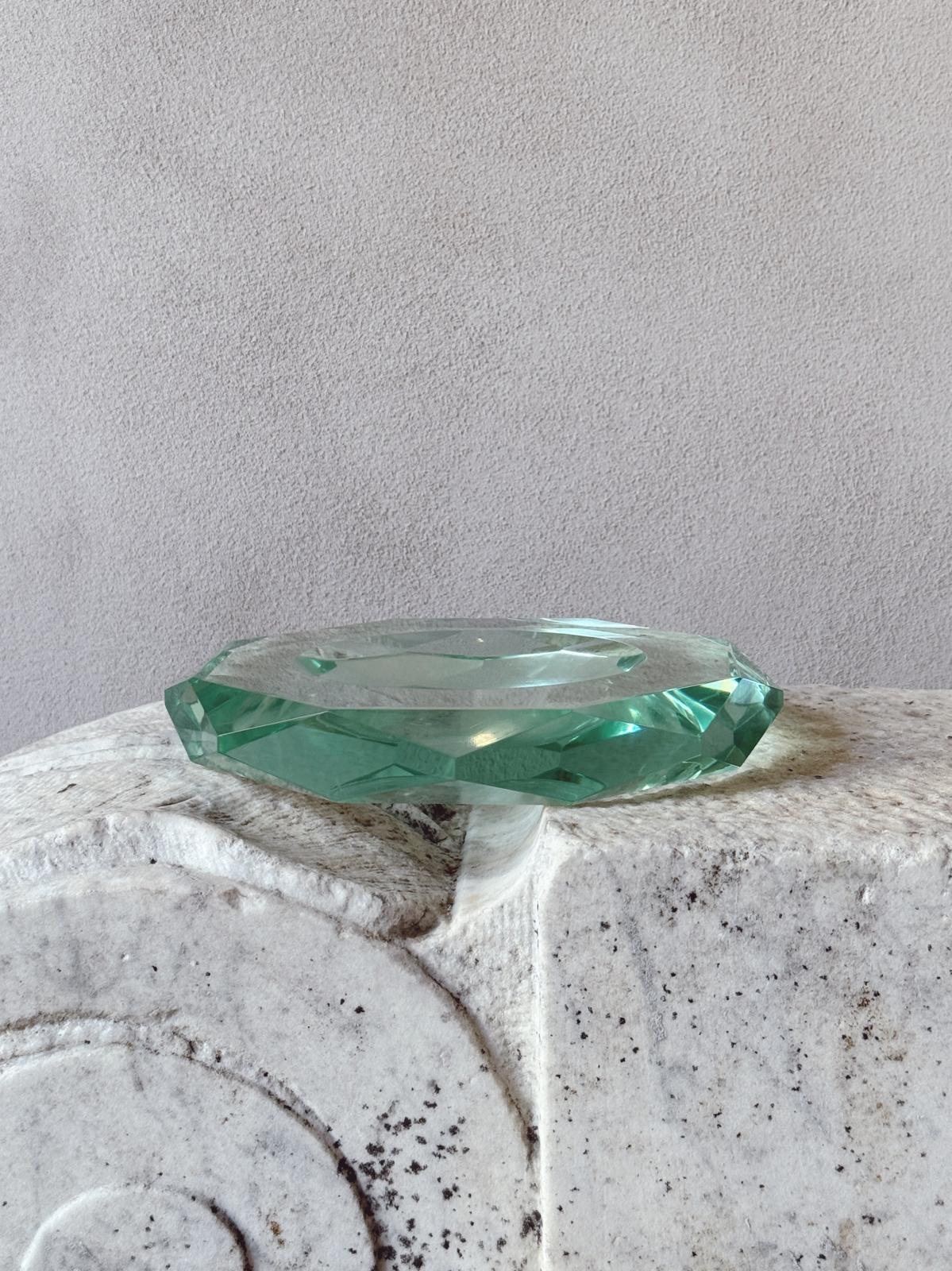 1970s Octagonal Fontana Arte Turquoise bowl