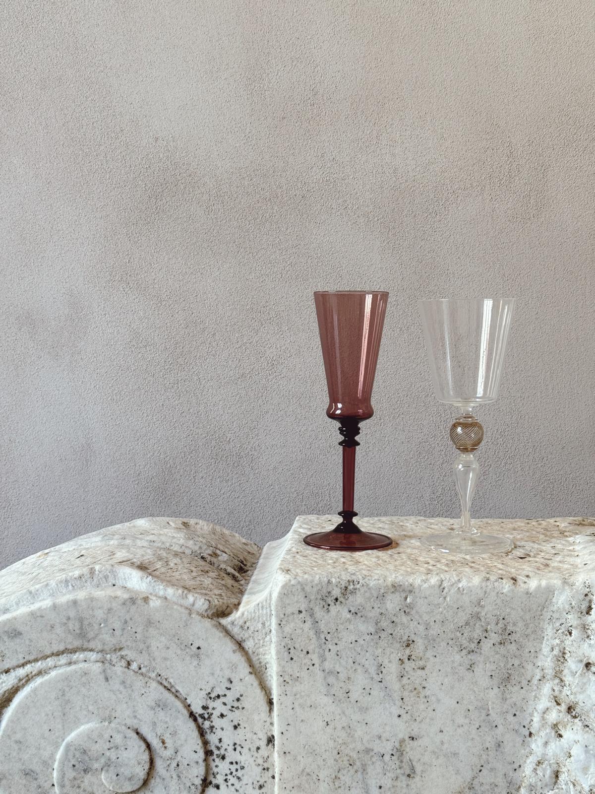 Perfectly Unmatched 1930s Marchesa Murano Prosecco Glasses (Set of 8)